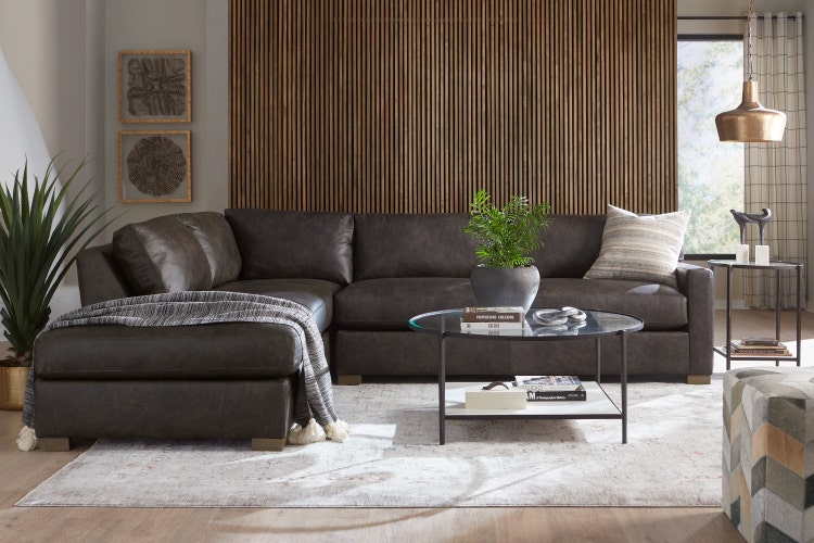 Image of Katrina leather sectional in a room scene