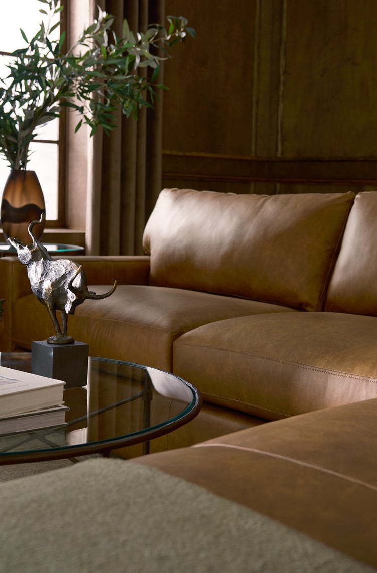 Detail image of Katrina Leather sectional in a room scene