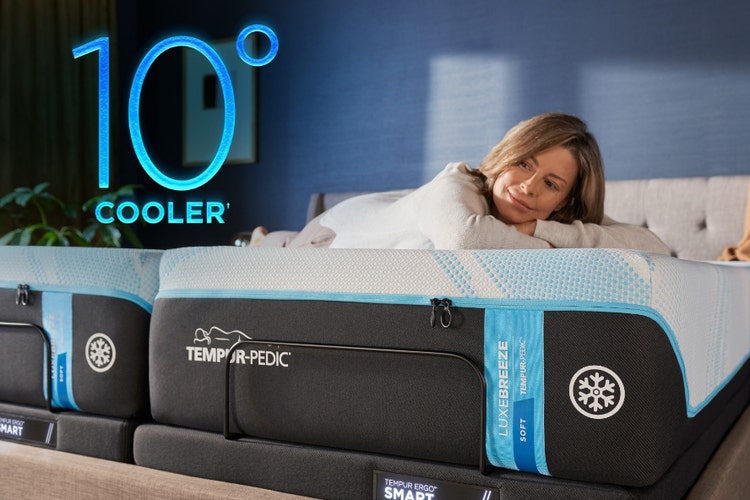Image of person on top of a Tempur-Pedic mattress