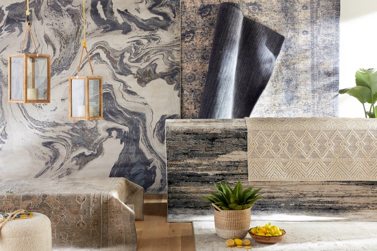 Image of multiple rugs in a room scene